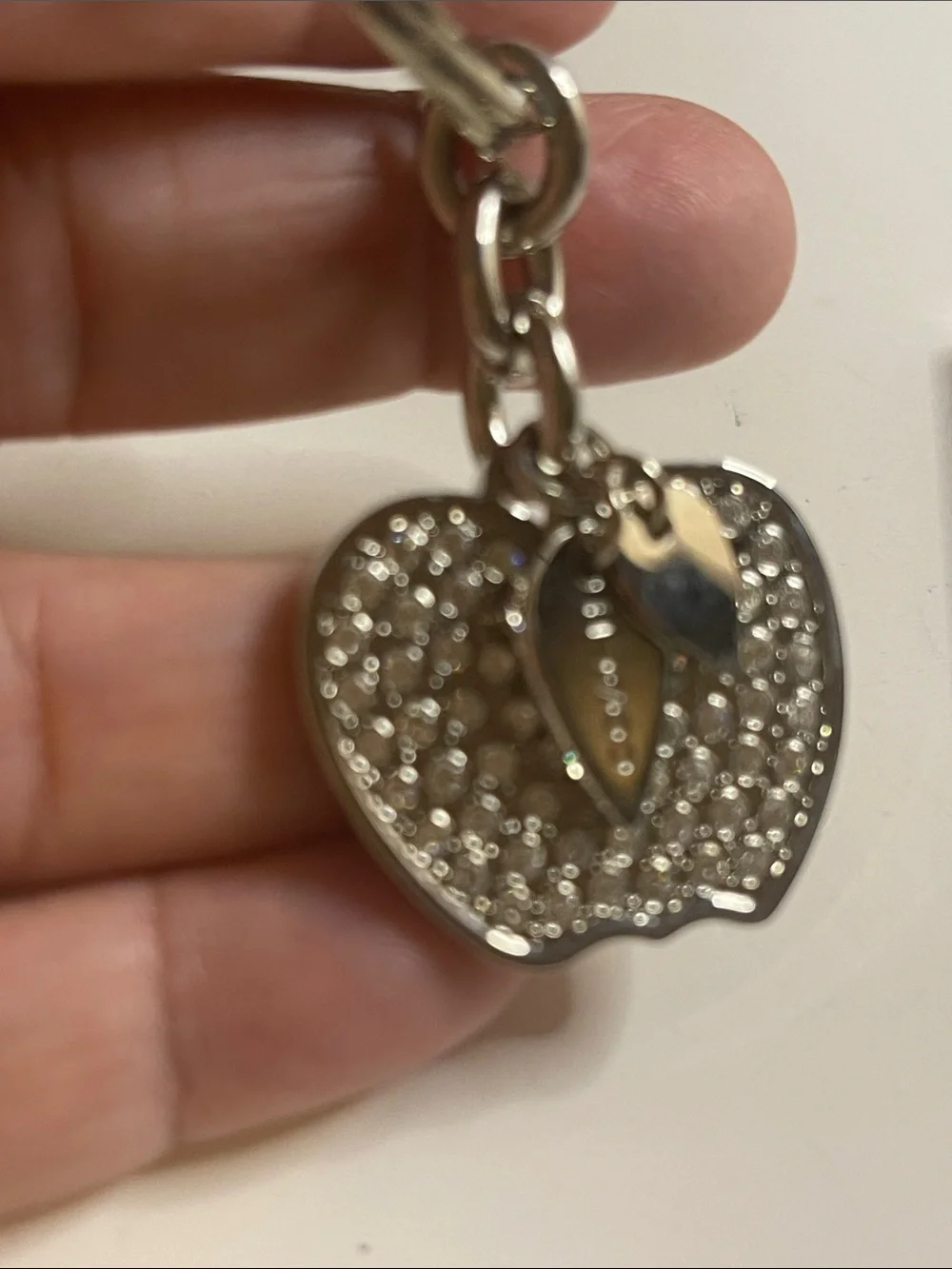 Coach Crystal Apple Keychain Charm in Silver and Coach Pen